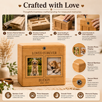 Urne funéraire élégante en bambou de qualité supérieure pour cendres d'animaux de compagnie, avec double cadre photo, pour chien et chat, cadeau commémoratif