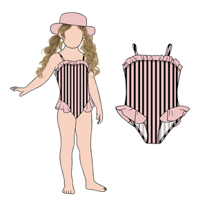 2026 Mode Split Kinderbadpak Schattig voor Meisjes Op Maat Geprint Meisjes 2-delig Set Gerimpeld Badpak - Product Image 3
