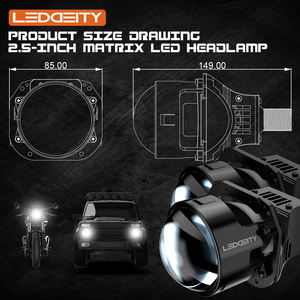 LEDDEITY New 2.5inch <strong>High</strong> <strong>Power</strong> 45W/55W 6000K 5400LM Car LED Projector <strong>Headlamp</strong> <strong>High</strong>/Low Beam for Motorcycle A3/A1 Universal - Product Image 4