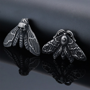 Bijoux vintage en acier inoxydable <span class=keywords><strong>mort</strong></span> crâne luna <span class=keywords><strong>papillon</strong></span> pendentif collier - Product Image 5