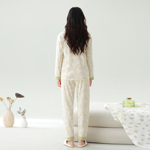 롱드 여성용 긴팔 V넥 나이트가운 <span class=keywords><strong>CVC</strong></span> 혼방 소재 수분 흡수 속건 부드럽고 통기성 좋은 피부 친화적인 홈 레저웨어 - Product Image 6