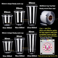 Couvercle en plastique en forme de U pour gobelet 16oz 22oz, gobelet PP écologique 500ml/700ml pour thé boba, thé au lait, bubble tea, paroi simple, diamètre 90mm