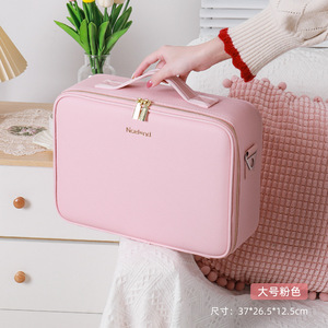 Sac cosmétique miroir pleine surface personnalisé en usine avec lumière LED, grande capacité, sac à bandoulière portable pour le rangement du maquillage - Product Image 3