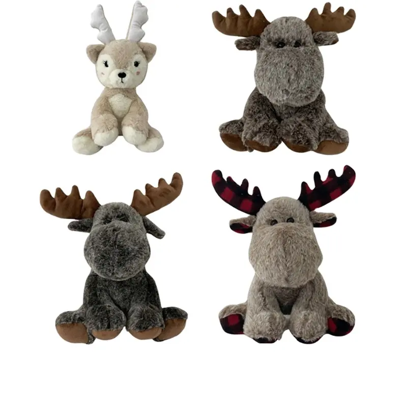 Tùy chỉnh 14-inch Thú nhồi bông đồ chơi mềm tartan Moose đồ chơi sang trọng giáng sinh Elk đồ chơi mềm quà tặng cho bé