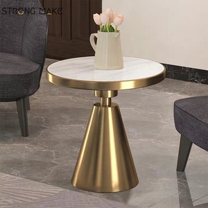 Mediados de siglo industrial de mármol de lujo espejo superior de oro de metal sofá <span class=keywords><strong>mesa</strong></span> <span class=keywords><strong>lateral</strong></span> moderno - Product Image 1