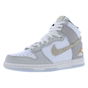 รองเท้าผ้าใบ Nike Dunk high Boys รองเท้าเด็กสีขาว/สีกากีไฟโรงเรียนออกแบบของแท้100% - Product Image 4
