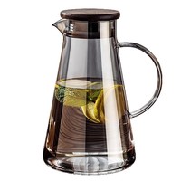 Bouilloire à eau froide en verre borosilicate transparent de haute qualité, style moderne, avec poignée, capacité de 1800 ml, compatible lave-vaisselle et micro-ondes