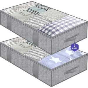 Boîte de rangement transparente minimaliste grande capacité pour lit, motif arête de poisson, housse anti-poussière pour vêtements, couette, tri <span class=keywords><strong>sous</strong></span> le lit - Product Image 6