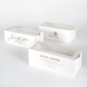 Custom Size Transparent Window Drawer Cookie Swiss Roll Cake White Packaging Boxes