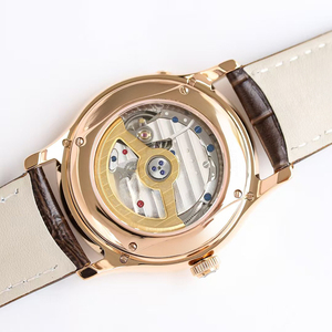Ultra Luxury Prestige Diamond Bezel Celestial Perpetual Calendar Moon Phase Rose Gold PVD Steel <b>Case</b> Leather Executive Men <b>Watch</b> - Product Image 4
