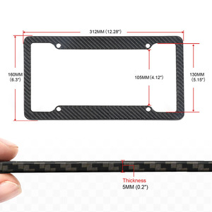 กรอบป้ายทะเบียนคาร์บอนไฟเบอร์ ขนาด 312x160 มม. สำหรับรถยนต์ยุโรปและอเมริกา ระยะห่างรู 105 มม. - Product Image 1