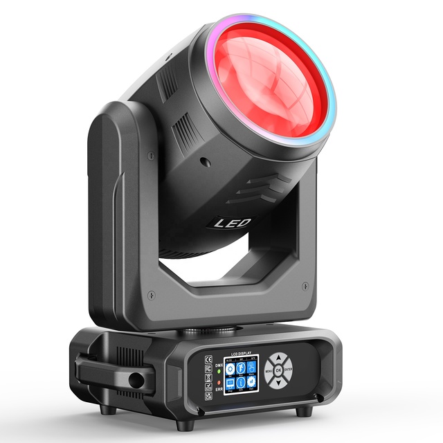 200W Moving Head Lights 18 Prism Stage Lights DMX512 Sound-Activated  DJ Beam Light with Halo Strip for Party Wedding Christmas
