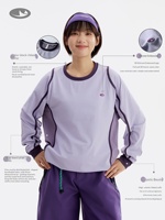 Camiseta de Manga Larga con Estilo Tecnológico y Parches en Contraste, Cuello Redondo, Corte Holgado, Transpirable, Informal y Deportiva