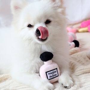 2024 yeni varış evcil hayvan için peluş oyuncaklar şampanya parfüm şişesi gıcırtılı köpek çiğnemek oyuncak - Product Image 5