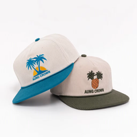 Casquette de baseball en velours côtelé à 5 panneaux avec logo personnalisé, visière plate et cordon, vente en gros directe usine