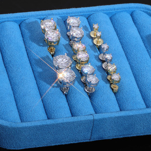 NUOYA 3mm 4mm 5mm 6mm VVS Mossanite <strong>Stud</strong> Earring 925 Sterling <strong>Silver</strong> Threaded <strong>Silver</strong> Needle Design Round Diamond <strong>Stud</strong> Earring - Product Image 2