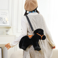 Sac à dos en peluche cheval réaliste pour la vente en gros et au détail, sac à bandoulière mignon en forme d'animal, grande capacité, sac à bandoulière souple en peluche pour enfants