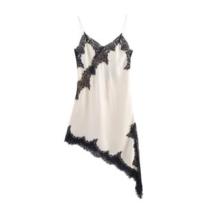 Artículos populares <span class=keywords><strong>ahora</strong></span> 2026 otoño ropa de mujer nueva moda encaje asimétrico vestido Retro tirantes Sexy elegante Mini vestido femenino - Product Image 4