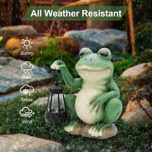 Statue de grenouille à LED solaire avec lanterne ornement de jardin cadeau de vacances pour <span class=keywords><strong>statuette</strong></span> décorative - Product Image 4