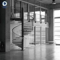 Escalier intérieur moderne minimaliste en acier et bois |   Escalier en colimaçon droit pour café extérieur, loft duplex, entièrement personnalisable