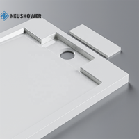 Receveur de Douche Personnalisé en Résine Minérale Noir/Blanc, Bac à Douche Antidérapant Gris, Base de Douche Surface Solide