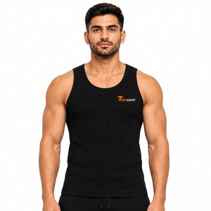 High Quality Custom Men's Summer Gym Fit Tank <b>Top</b> Wholesale Active Wear for Workout and Running <b>Black</b> Fitness Blank <b>Top</b> - Product Image 1
