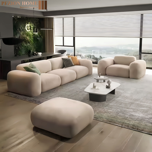 Villa Contemporáneo Pareja Sofá Moderno Lujo Terciopelo Arco 2 plazas Loveseat Sofá con cojines suaves - Product Image 1