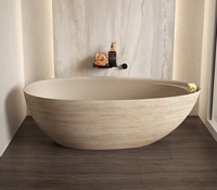 Baignoire autoportante moderne en acrylique écologique à parois cannelées, prête à l'emploi, pour usage intérieur, hôtels, villas et projets.