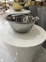 Lavabo rond en céramique de luxe doré pour hôtel, à poser sur comptoir, avec drain, design moderne