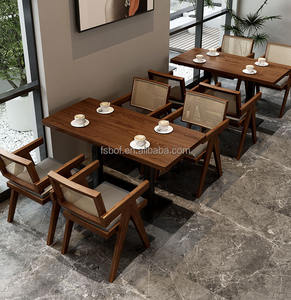 Silla de ratán de madera sólida, tavern, leche, té, cafetería, restaurante occidental, ocio, bar, mesa, combinación - Product Image 3