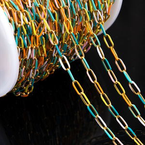 Chaîne de câble en émail coloré au mètre, en acier inoxydable plaqué or 18K PVD |   Chaîne de fabrication de bijoux DIY imperméable pour collier et bracelet - Product Image 1