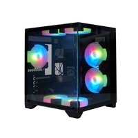 Manmu Pc Case Matx Gaming Cases White Color Mid Tower Micro Desk Casing Tempered Glass Computer Cabinet Pc Case with Fans