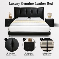 Lit Double Européen de Luxe en Bois Massif, Écologique et Durable, Rembourré, pour Hôtel, Villa, Chambre Principale - Vente en Gros