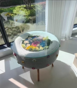 Mesa <span class=keywords><strong>de</strong></span> <span class=keywords><strong>Centro</strong></span> Bohemia con Diseño Floral, Tejida a Mano, <span class=keywords><strong>de</strong></span> Cáñamo Natural y Madera, Artesanía para Decoración del Hogar y Sala <span class=keywords><strong>de</strong></span> Estar - Product Image 6