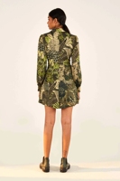 Robe d'été pour femme à col en V, imprimé floral, décontractée, à manches longues bouffantes, mini-robe, style bohème, pour les loisirs, robe de soirée, Vestidos 2024