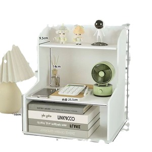 White Desktop <b>Storage</b> Rack 2 Tier <b>Drawer</b> Style Organizer For Office Dormitory With Lace Trim And Portable Design - Product Image 5