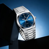 Montre de Luxe à Quartz avec Bracelet en Acier Inoxydable, Design Ultra-Mince Lumineux, Résistance à l'Eau 30M, Montre d'Affaires Élégante