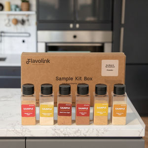 Kit d'échantillons d'agent aromatisant Flavolink - 15 saveurs (crevettes, poulet, porc et bœuf) pour la fabrication alimentaire, certifié Halal - Product Image 1