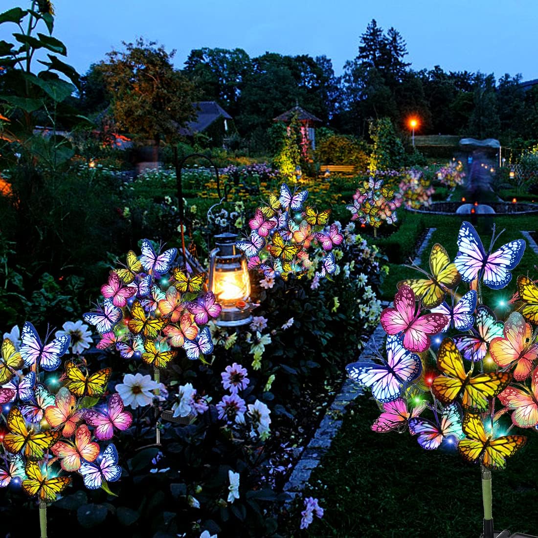 Luce Solare da Giardino, 3 Pezzi Lampade Solari a LED Che Cambia Colore Luci forma di Farfalla, Luci da esterno giardino da terra Decorazioni illuminazione per esterni balcone terrazza prato sentiero