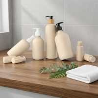 Vente en gros de flacons pompe en plastique PP écologiques de 400 ml, emballage cosmétique rond personnalisé avec logo, pour shampoing, soins de la peau, normes UE et US