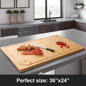 <span class=keywords><strong>Planche</strong></span> à découper en bambou surdimensionnée avec cannelure à jus Blocs à découper géants en bambou - Product Image 2
