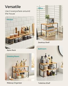 Ripiani da <span class=keywords><strong>cucina</strong></span> impilabili <span class=keywords><strong>in</strong></span> <span class=keywords><strong>legno</strong></span>-piano di lavoro espandibile e Organizer <span class=keywords><strong>per</strong></span> dispensa industriale nero - Product Image 4