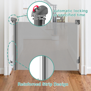 Installation de pression de prix direct d'usine/aucun perçage requis portes de bébé rétractables pour l'utilisation d'escaliers de balcon de salle de bains de chambre à coucher - Product Image 5