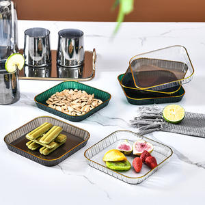 Ensemble d'assiettes carrées en plastique pour la maison, vaisselle résistante au micro-ondes pour le service alimentaire en hôtel, couleur unie QY231011 - Product Image 5