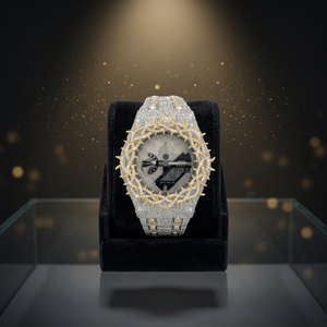Reloj de Pulsera Digital para Mujer de Acero Inoxidable con Bisel de Espinas Totalmente Cubierto de Diamantes, con Cristal VVS Moissanite, Esfera de 42 mm, Diseño de Lujo - Product Image 3