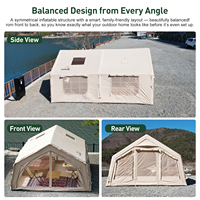 Tente gonflable Coody 13.6 Air - Tissu en coton beige - Camping - Tente familiale pour 4 à 8 personnes avec deux chambres
