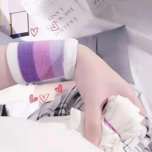 Bracelets en coton rayés violet et rose, respirants, pour femmes, sports, yoga, course à pied, fitness - Product Image 2