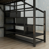 Lit mezzanine moderne en métal, gain de place, avec espace inférieur multifonctionnel, en acier tubulaire robuste de 1,2 mm, pour adultes