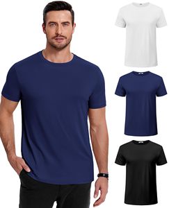 Camiseta de manga corta con cuello redondo para hombre, de color sólido, algodón suave de primera calidad, básica, informal, para uso diario, disponible para venta al por mayor. - Product Image 5