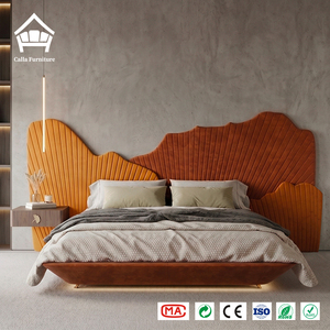 Meubles de chambre principale de qualité supérieure, design moderne <span class=keywords><strong>montagne</strong></span>, <span class=keywords><strong>lit</strong></span> rembourré en velours pour projets de villas et de complexes hôteliers de luxe - Product Image 2